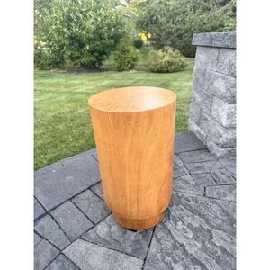 Vintage Wood Drum Cylinder Table/ Stool Paul Mayen Style H22” X D12.5”